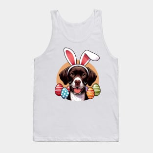 Portuguese Pointer Enjoys Easter with Bunny Ear Headband Tank Top